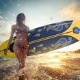 thumbnail image 3 of Gymax 6ft Surfing Body Board  w/ 3 Removable Fins Safety Leash Yellow, 3 of 10