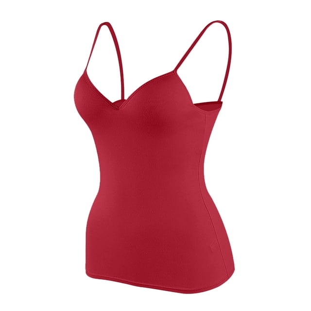 Hiiyo Camisole pour Femmes avec Soutien-Gorge Intégré, Superposition, Bretelles Spaghetti, Débardeurs, Femmes