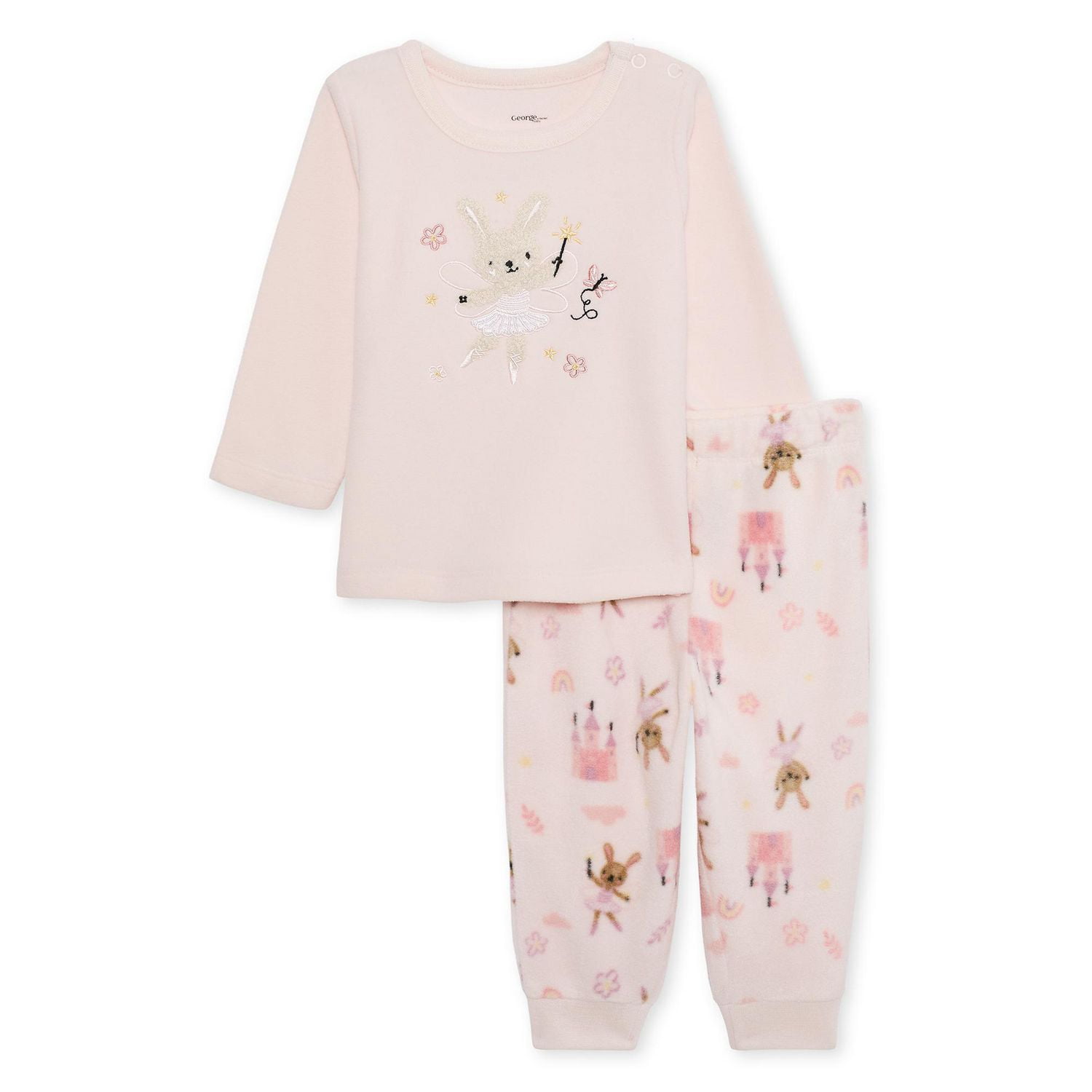 George Baby Girls' Two Piece Micro Fleece Pajama Set - Walmart.ca