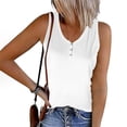thumbnail image 1 of Tank Top for Women Womens Striped Round Neck Button Elastic Tank Top, 1 of 1