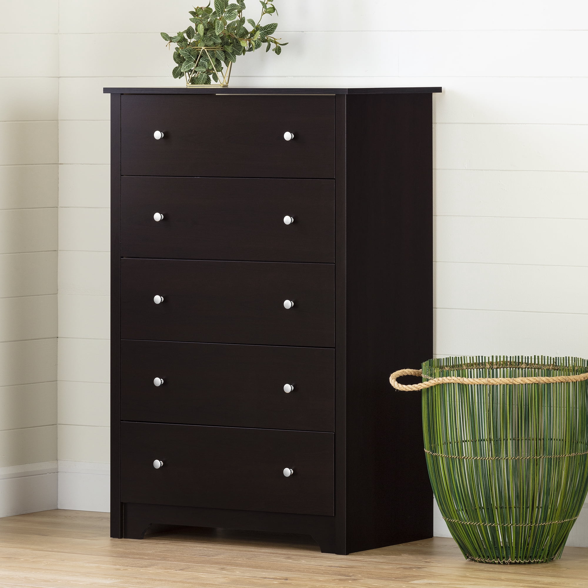 Commode 5 tiroirs pour Adulte, fini Chocolat, collection Vito de Meubles South Shore