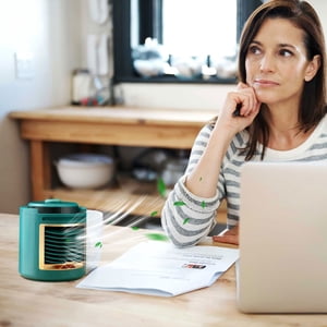 Iumwxz air conditionneur USB Ventilateur de charge Plein écran Feeling Smart Portable Conditioner Eventail portable ac Green Plastic Deals sur les fournitures domestiques