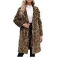 thumbnail image 2 of DPTALR Femmes Dames Manteau Long Chaud en Fausse Fourrure Veste Hiver Uni à Col en V Vêtement d'Extérieur, 2 of 9