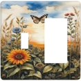 thumbnail image 1 of Outlet Covers Garden Sunflowers Flower Plants Leaves Butterflies Sunrise Sunset 1 Toggle 1 Rocker Combination Decorative Wall Plate Light Switch Cover Plate Electrical Switch Plates for Bedroom Decor, 1 of 8