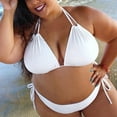 thumbnail image 2 of Jinhomg Plus Size Bikini Swimsuit for Women Basic Solid Color Halter String Triangle Bikini Tops with Tie Side Bottom 2 Piece Bathing Suit Winter Saving White XXXXL, 2 of 6