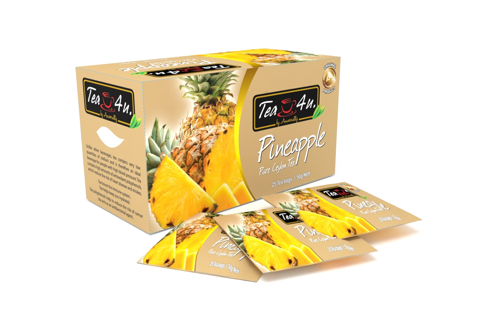 Tea4U Pineapple Black Tea, Ceylon tea, box of 25 teabags