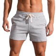 thumbnail image 1 of Men Solid Cotton Three-point Pants Sports Elastic Mid-waist Lace-up Shorts, 1 of 9