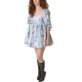 thumbnail image 2 of SAYOO Robe Femme Dos Nu Courte Princesse Robe à Bulles, Robe Mini à Manches Courtes Florale Robe Décontractée à Encolure Carrée Robe d'Été pour Femmes Robes Courtes de Rue pour Filles Robes de Plage Robes Courtes de Fée pour Adolescentes, 2 of 6
