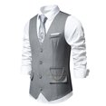 thumbnail image 4 of EGNMCR Débardeurs Hommes Mode Rétro Uni avec Poches Débardeurs à Simple Boutonnage Col en V Blouse, 4 of 9