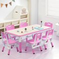 thumbnail image 1 of Ensemble Table pour Enfants et 6 Chaises, Bureau et Chaise pour Tout-Petits à Hauteur Réglable, Table Multi-Activités pour Enfants avec Plateau Anti-Graffiti pour 2 à 10 Ans, Max 300 Lb Ensemble Table pour Enfants et 6 Chaises, Hauteur Réglable T, 1 of 7