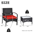thumbnail image 2 of Gymax 3 PCS Patio Wicker Rattan Furniture Set Coffee Table & 2 Rattan Chair w/ Cushion Red, 2 of 10