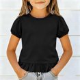 thumbnail image 2 of Akiihool T-Shirts à Manches Courtes Bouffantes pour Filles T-Shirts pour Filles T-Shirts Graphiques T-Shirts à Manches Courtes Col Rond Mignon Été Décontracté Hauts Basiques pour Enfants (Noir, 3-4 Ans), 2 of 4