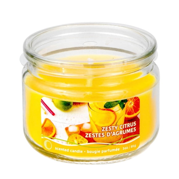 Zesty Citrus 3 Oz Scented Glass Jar Candle With Lid