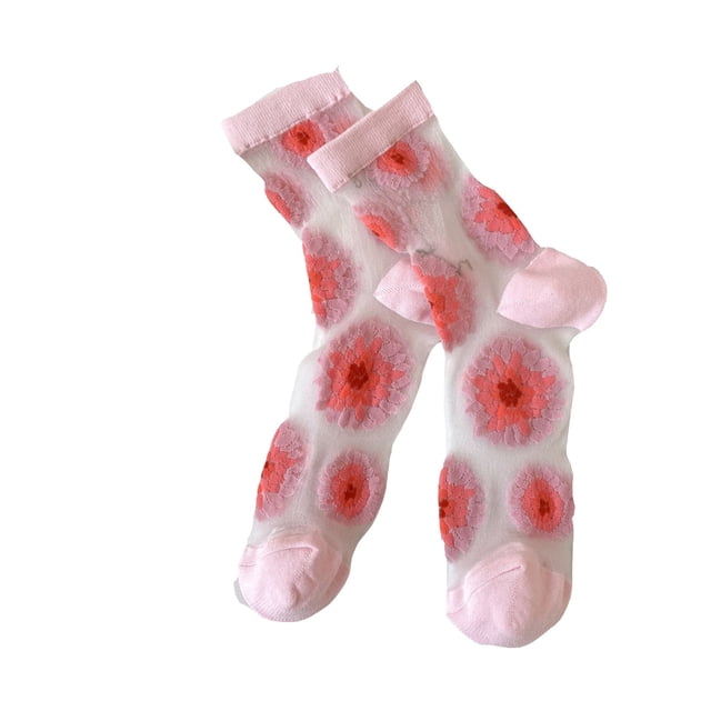 Chaussettes Femmes Filles Chaussettes Dentelle Maille Mi-Mollet Chaussettes Transparentes Transparentes Chaussette Habillée Fine Nylon Chaussette d'Été Dames Chaussettes Courtes