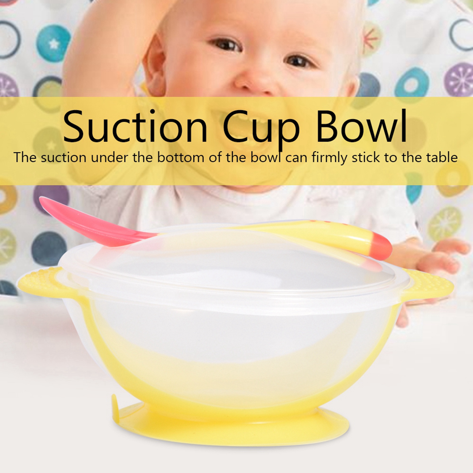 Baby Tableware Set, Bright Color Non- Safe Suction Cup Bowl 3 Colors Optional Tasteless For Children Over 6 Months Years Old For Newborn