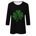 thumbnail image 4 of Meichang Hauts à Manches 3/4 pour Femmes T-Shirts de la Saint-Patrick Mignons T-Shirts Graphiques Trèfle Col Rond Blouses Trèfle Liquidation pour Femmes Hauts de la Saint-Patrick, 4 of 4