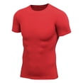 thumbnail image 3 of UVEASISHA Workout Shirts for Men Slim Fit Casual Athletic Tops Soft Stretchy Quick Dry Running Tshirt Short Sleeve Round Neck Muscle Tees Today's Sales Red XXL, 3 of 5