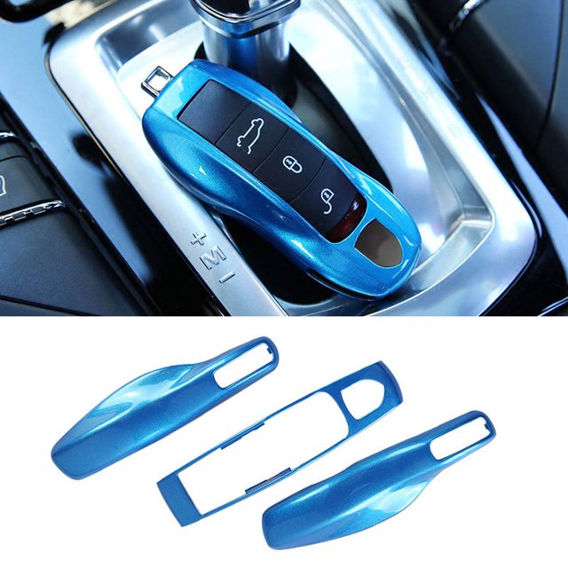 Jaronx 3PCS Remote Key Covers for Boxster Turbo Cayenne Panamera Macan Cayman 911 ,Glossy Blue Key Fob Shell Cover Painted Keyless Entry Skin Protectors