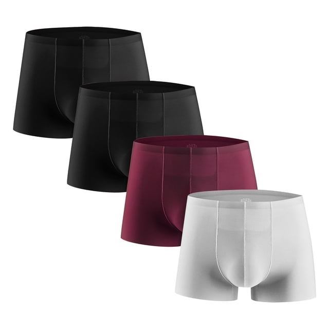 Plebaso Mens 4 Pack Boxer Briefs Breathable Stretch Underwear Soft Boxers for Men Short Leg Underpants