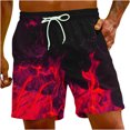 thumbnail image 1 of Penkiiy Shorts de Carnaval, Shorts de Basketball pour Hommes Décontractés d'Entraînement Athlétiques, Shorts en Maille à Imprimé Graphique de Flammes, Short de Course 2TG Rouge, 1 of 9