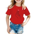 thumbnail image 1 of PMVFHDE Hauts Tube pour Filles T-Shirt à Manches Courtes pour Fille T-Shirt Fille T-Shirt Mignon pour Filles Hauts pour Fille Enfant T-Shirt Graphique Mignon à Col Rond à Manches Courtes T-Shirt d'Été Décontracté Rouge, 3-4 Ans, 1 of 5