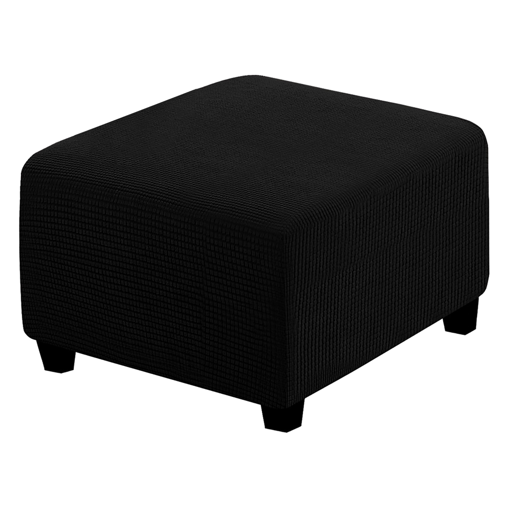 1pc Ottoman Covers Ottoman Slipcover Footstool Protect Footrest Cover black
