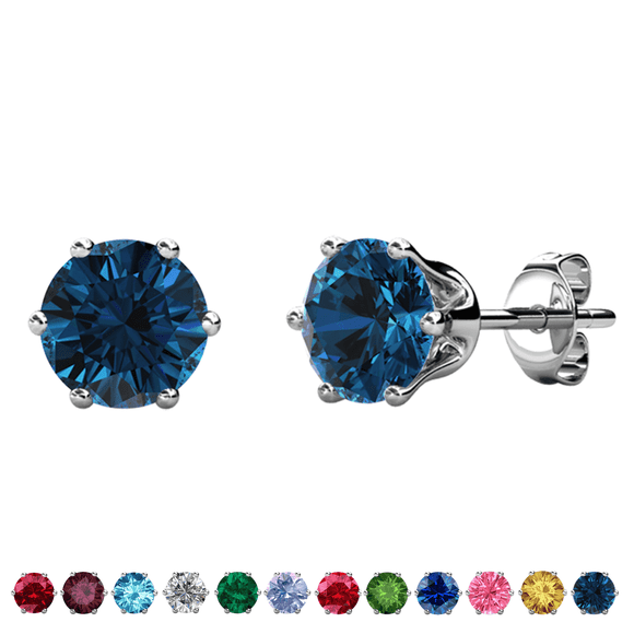 Cate & Chloe December Birthstone 18k White Gold Plated Stud Women's Earrings 1ct Swarovski Crystal