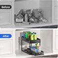 thumbnail image 4 of Double Layer Sink Storage Box Bathroom Kitchen Lockers Bottom Slide Out Basket With Hook Handle Cabinet Basket Storage Drawer Narrow Slot Shelf, 4 of 9