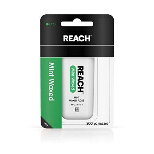 Reach Fil Dentaire Ciré pour l'Élimination de la Plaque et des Aliments, Saveur Rafraîchissante de Menthe, 220 Yards