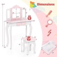 thumbnail image 3 of Costway Kids Vanity Set Toddler Makeup Table & Stool with Tri-folding Mirror Drawer Light Pink&White, 3 of 10