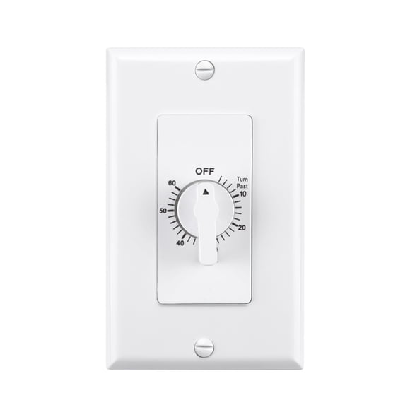 BN-LINK Heavy Duty 60-Minute in-Wall Spring Wound Countdown Timer Switch for Lights, Mechanical Swi