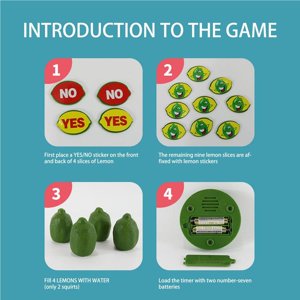Ruiboury Jeu de plateau Devinez Jeu de citron Spray d'eau Musique de conseil de citron Tricky Jeu de tableau amusant Jeu de partie cadeau pour les adultes Enfants