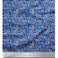 thumbnail image 1 of Soimoi Blue Rayon Fabric Square Geometric Fabric Prints By Yard 56 Inch Wide, 1 of 3