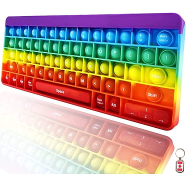 Push Pop Bubble Fidget Sensoriel S Push It Pop Fidget S Forme de Clavier Arc-en-Ciel, Popper en Silicone Pop Anti-Anxiété Soulagement du Stress Matériaux pour l'Autisme Jeu Cadeau pour Enfants Livré avec Porte-Clés Spécial (Arc-en-Ciel)