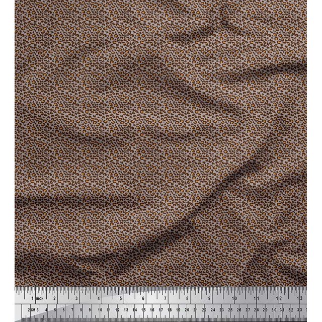 Soimoi Polyester Crepe Fabric Leopard Skin Small Print Fabric by The Yard 42 Inch Wide