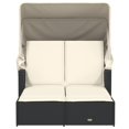 thumbnail image 2 of vidaXL Double Sun Lounger with Canopy and Cushions Black Poly Rattan, 2 of 5