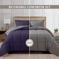 thumbnail image 4 of Ensemble de Douillette Réversible 3 Pcs avec Taies d'Oreiller Assorties, Deux Couleurs en une pour une Polyvalence et un Style Ultimes, Lit Simple/simple TG, Violet/gris, 4 of 6