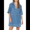 thumbnail image 1 of Womens Summer Collared V Neck Mini Casual Jean Dresses with Pockets XL, 1 of 6