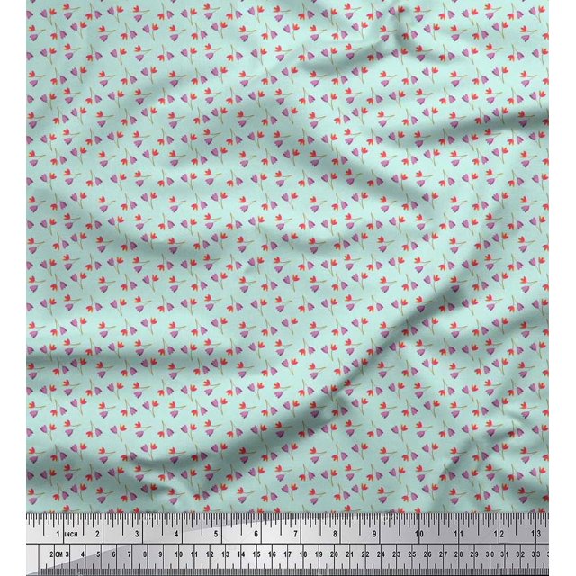 Soimoi Poly Georgette Fabric Flower Artistic Print Fabric by The Yard 42 Inch Wide