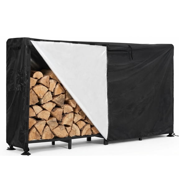 Étagère Extérieure Robuste pour Bois de Chauffage, Porte-Bûches en Acier Durable avec Housse Imperméable, Organisateur de Rangement en Bois Résistant aux Intempéries pour Patio, Pelouse, Jardin, 2,7 4 6 Ou 8 Pi