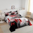 thumbnail image 2 of YST Abstract Comforter Modern Abstract Art Comforter Set for Boys Girls Children Red Grey Black Pattern Bedding Set Room Decor Full Size Duvet Set, 2 of 6