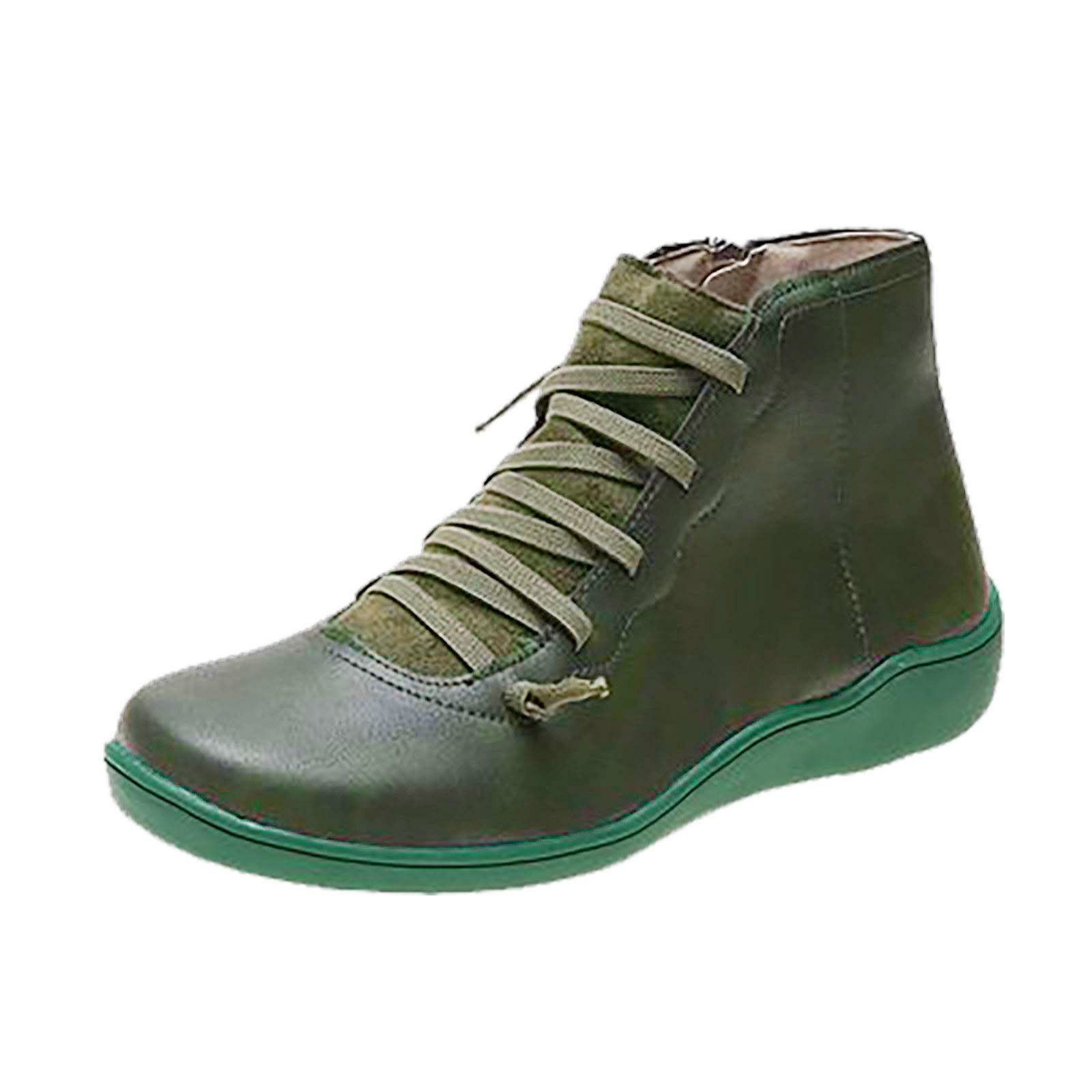 EGNMCR Ankle Boots for Women Women's Casual Flat Retro Lace-up
