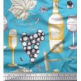 thumbnail image 1 of Soimoi Modal Satin Fabric Grapes,Wine Glass & Bottle Decor Fabric Printed Yard 42 Inch Wide, 1 of 3