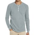 thumbnail image 2 of DDAPJ pyju Men's Regular Fit Long Sleeve Henley Shirt Casual Front Placket Henley T-Shirts Cotton Blended Basic Tee Clearance Sale Blue L, 2 of 7