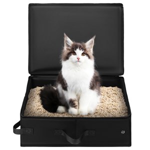 GOOHOCHY Caja de arène plegable para gatos, portátil, para viajes
