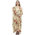 thumbnail image 2 of Bimba Caftan Imprimé Floral Jaune Pâle pour Mamans avec Ceinture Robe Maxi de Maternité-18, 2 of 7