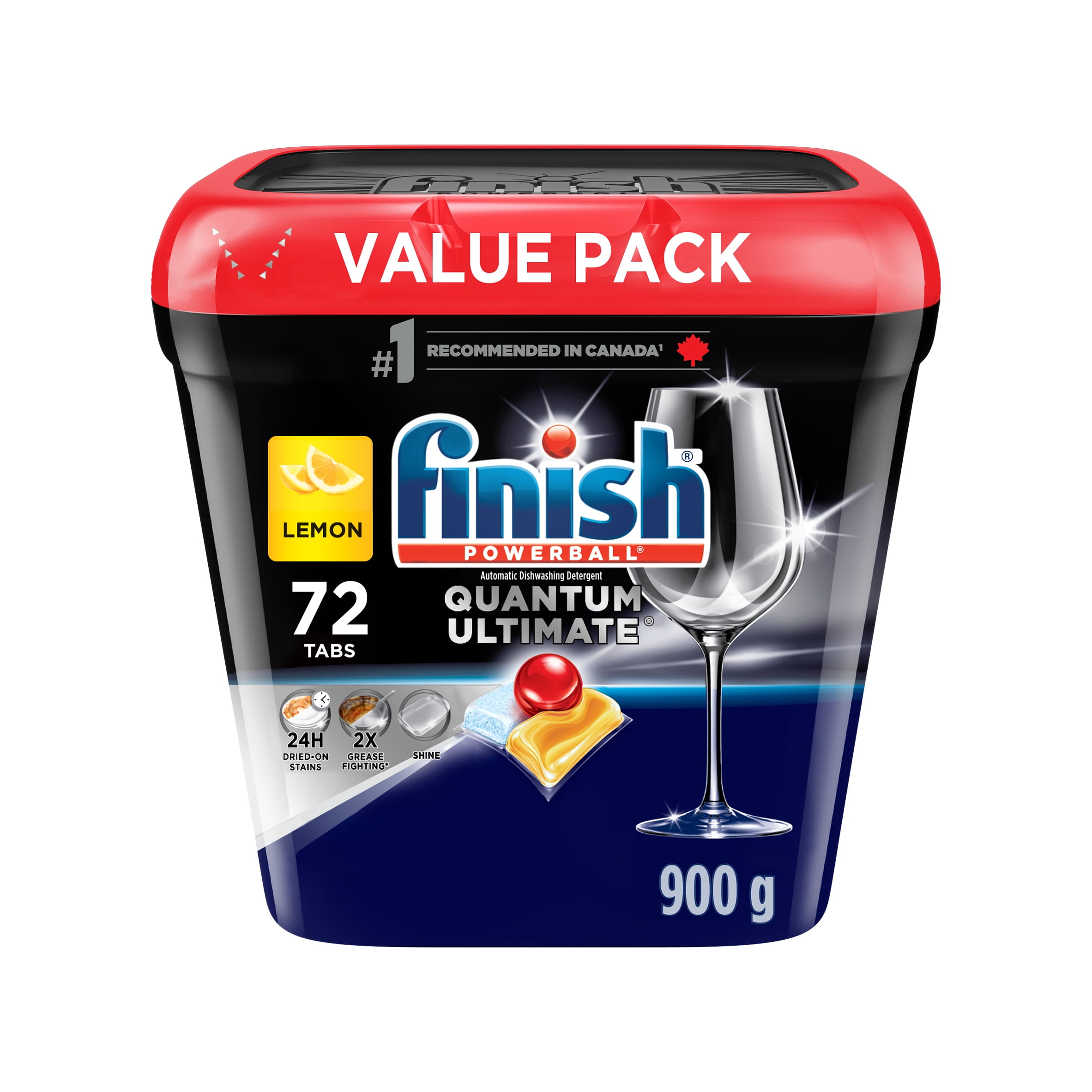 Finish® Quantum Ultimate® Lemon Dishwasher Detergent Pods, No pre sinse needed, For Deep clean & sparkling shine, 72 Tabs