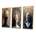 thumbnail image 3 of Designart "Futuristic Fashion Sci-Fi Woman Portrait II" Surrealism Framed Wall Art Set Of 3 - Blue Transitional Frame Canvas Set For Living Room Decor, 3 of 6