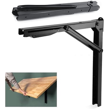 Wallmaster Supports d'Étagère Pliants de 24 Pouces pour Garage, Acier Robuste, Charge Max 500 Lb, Support d'Étagère Flottante Murale Pliable, Gain de Place (Lot de 2, Sans Panneau)