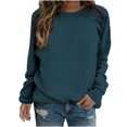 thumbnail image 1 of Yuyuzo 2023 Automne Chandail Sportif Uni pour Femme Décontracté Ample à Col Rond Raglan à Manches Longues Tunique à Enfiler Hauts Bleu Foncé, 1 of 7